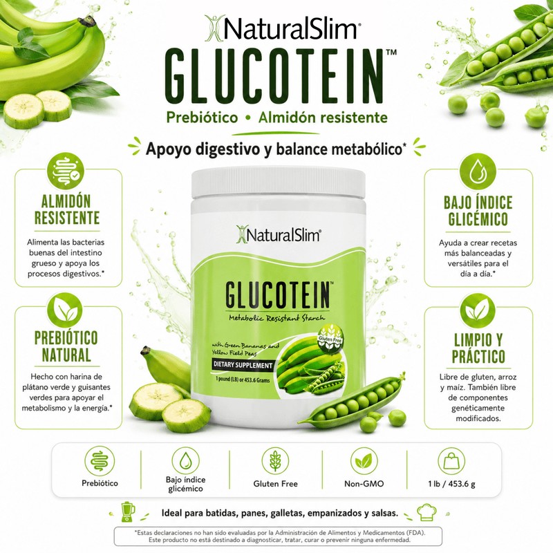 Glucotein® | Prebiótico | Harina de banana verde y guisantes verdes | Procesos Digestivos* — imagen oficial del producto · Vista 3