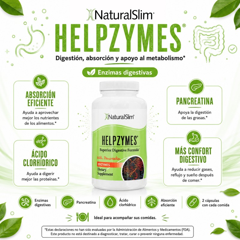 Helpzymes® | Enzimas Digestivas — imagen oficial del producto · Vista 3