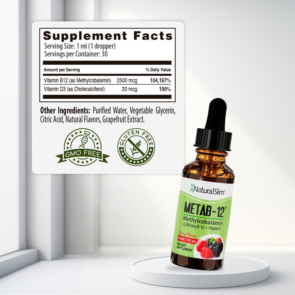 METAB-12® Berry Liquid Vitamin B-12 (methylcobalamin) + Vitamin D — imagen oficial del producto · Vista 2