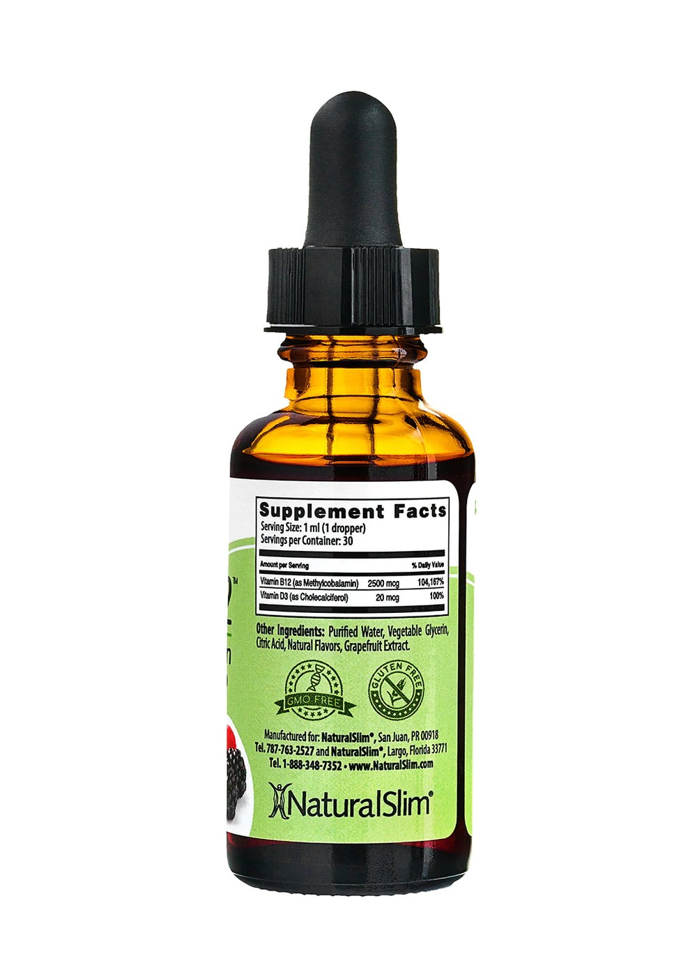 Metab-12 | Berry Liquid Vitamin B-12 (methylcobalamin) + Vitamin D — imagen oficial del producto · Vista 4