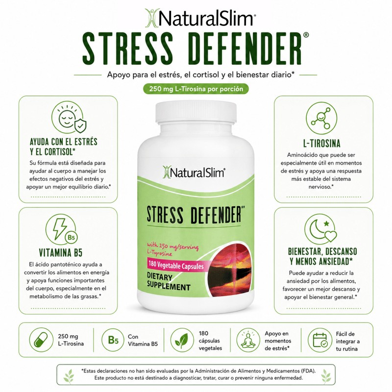 Stress Defender® |  Con Vitamina B5 y L-Tirosina — imagen oficial del producto · Vista 3